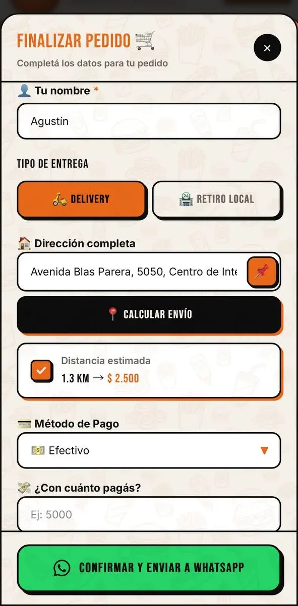 Checkout con cálculo de envío y pago - Zimmer Burgers