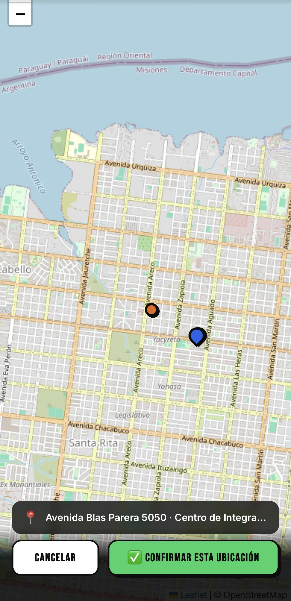 Mapa interactivo con pin de envío - Zimmer Burgers